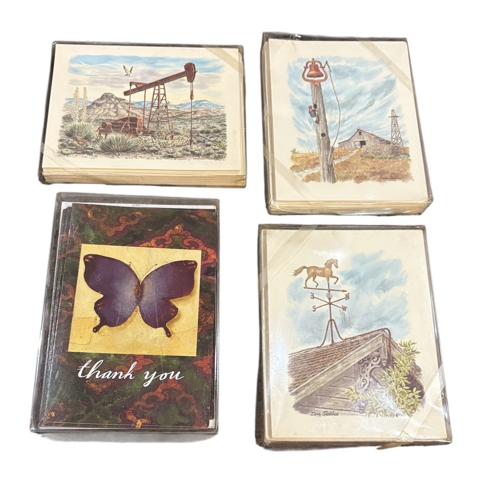 Vtg Don Collins Traditional Notes Texan House Original Pks NOS Stationery 40pc